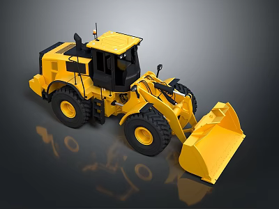 Yellow Heavy Duty Construction Utility Vehicle With Large Tires And Front Bucket 3d model