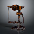 Vintage Rusty Mechanical Equipment With Gear Chain And Metal Base Structure