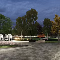 Beautifully Designed Park Landscape with Lush Trees Curved Lawns and Decorative Water Features