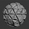 Cartoon Scene Featuring Metallic Polyhedral Sphere With Green Connecting Lines And Reflection