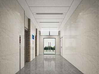 modern elevator hall 3d model