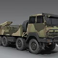 Camouflage Military Utility Truck With Multi Wheel Design And Open Cargo Bed For Transport
