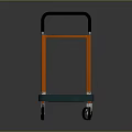 Blue Platform Cart With Orange Frame Black Handle And Four Wheels Design 3d model