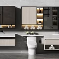 Modern Bathroom Vanity Design With Grey Wall Cabinet Storage And Mirror