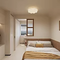 Kids Room Interior With Wooden Headboard Soft Bedding Wall Art And Ceiling Light