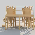Industrial Equipment Yellow Storage Tanks with Staircase Piping System and Metal Frame