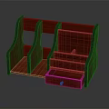 Red Sturdy Desktop Storage Rack with Multiple Compartments and Drawer for Organizing Office Supplies