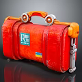 Red Hardware Toolbox With Orange Handle And Wheels For Tools Storage 3d model