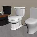 Three Modern Toilets In Black And White With Different Design Styles 3d model