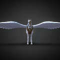 White Winged Horse Mythical Creature With Decorative Saddle And Elegant Wings 3d model