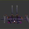 Purple and Orange Mechanical Robot Game Movie Character With Wings and Claws