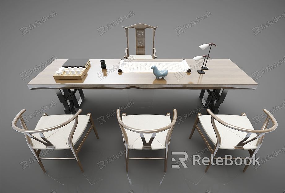 New Chinese Style Desk Chair Dining Table model