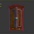 Brown Wooden Double Door Wardrobe With Arched Top And Bottom Drawers