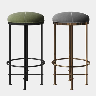 Modern Green And Gray Upholstered Bar Stools With Black And Gold Metal Legs 3d model Modern Green And Gray Upholstered Bar Stools With Black And Gold Metal Legs 3d model