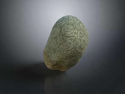 Hand Carved Natural Stone Sculpture With Intricate Spiral Patterns And Smooth Surface 3d model