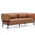 Modern Brown Leather Two Seater Sofa With Black Legs And Sleek Design