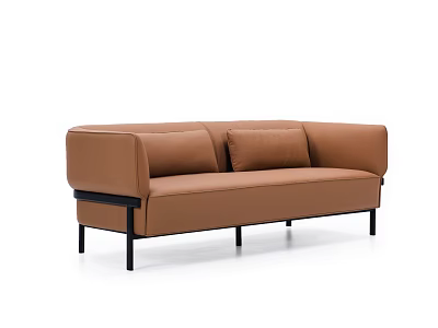 Modern Brown Leather Two Seater Sofa With Black Legs And Sleek Design 3d model