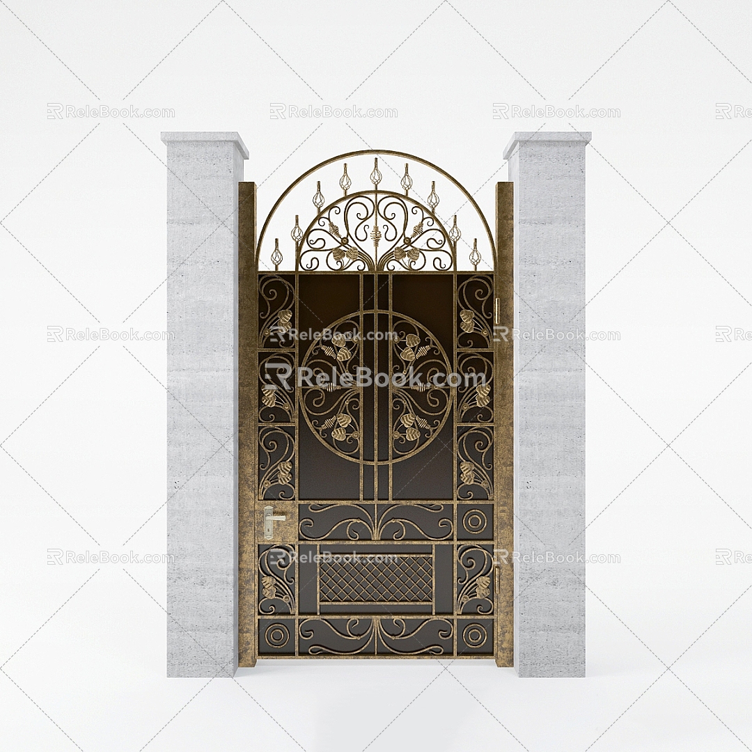 European-style gate gate community gate iron gate European-style wrought iron villa 3d model