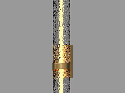 Sleek Modern Wall Lamp with Metallic Silver Body and Gold Decorative Band 3d model