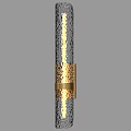 Sleek Modern Wall Lamp with Metallic Silver Body and Gold Decorative Band