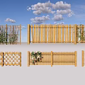 Various Wooden Fence Designs With Lattice Vertical Slats And Decorative Greenery