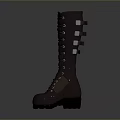 Stylish Brown Leather Boots With Laced Straps And Tall Shaft Design