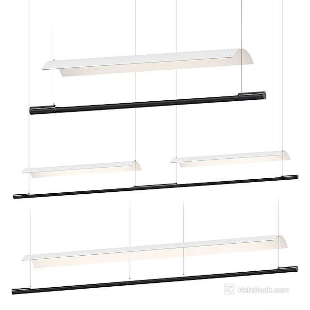 Modern Linear Pendant Lights With Black And White Sleek Metal For Contemporary Interior Geometric Design 3d model 