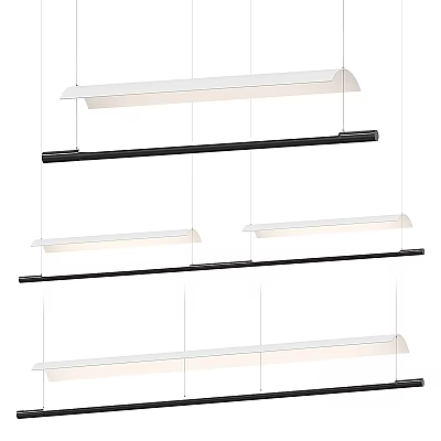 Modern Linear Pendant Lights With Black And White Sleek Metal For Contemporary Interior Geometric Design 3d model