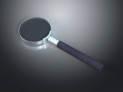Practical Household Magnifying Glass With Silver Frame And Dark Comfortable Handle 3d model