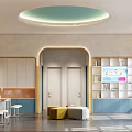 Modern Hospital Outpatient Clinic Interior With Blue Beige Decor Curved Archway And Soft Lighting