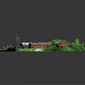 Traditional Chinese Courtyard Architecture With Red Brick Walls Grey Tiled Roofs And Surrounding Green Vegetation