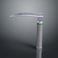 Silver Metal Medical Laryngoscope With Curved Blade And Green Ring Handle