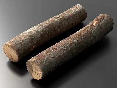 Natural Stone Wood Logs with Textured Surface and Dark Background Displayed in Studio 3d model