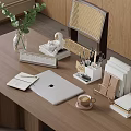 Wooden Desk Decorative Ornament Set With Vase Calendar Sculpture Pen Holder Notebook And Coffee Cup