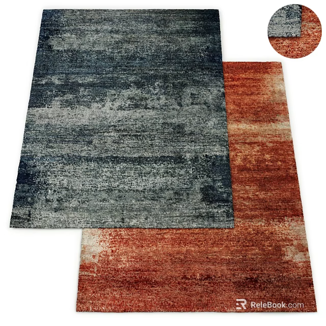 Modern Textured Square Rug Featuring Dark Blue And Red Abstract Pattern Design 3d model 