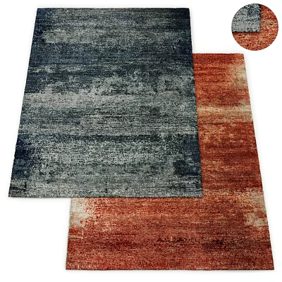 Modern Textured Square Rug Featuring Dark Blue And Red Abstract Pattern Design 3d model