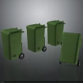 Building Waste Management Facilities With Green Trash Bins And Wheels