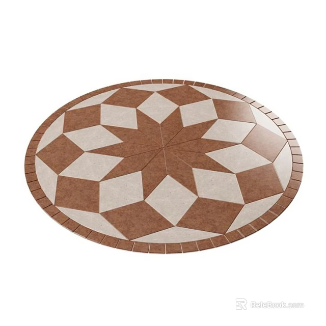 Decorative Wall Featuring Circular Brown And White Geometric Mosaic Pattern Design 3d model 