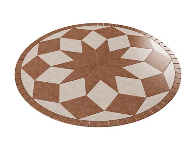 Decorative Wall Featuring Circular Brown And White Geometric Mosaic Pattern Design 3d model