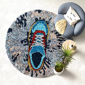 Modern round carpet plush carpet decoration 3d model