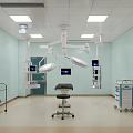 Modern Operating Room Interior With Surgical Lights Operating Table And Medical Equipment