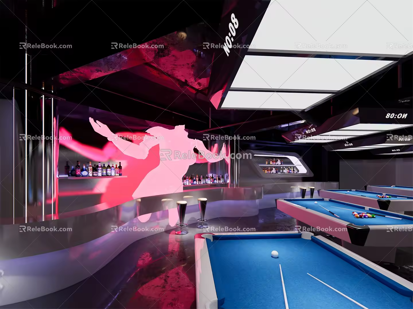 Modern Billiards Room Bar Billiards Room 3d model