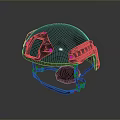 Tactical Weapon Helmet with Silver Metallic Finish Protective Visor and Adjustable Straps 3d model