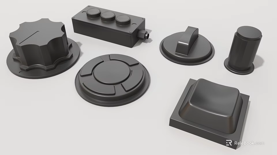 Black Industrial Equipment Components For Mechanical Control Systems And Machinery 3d model