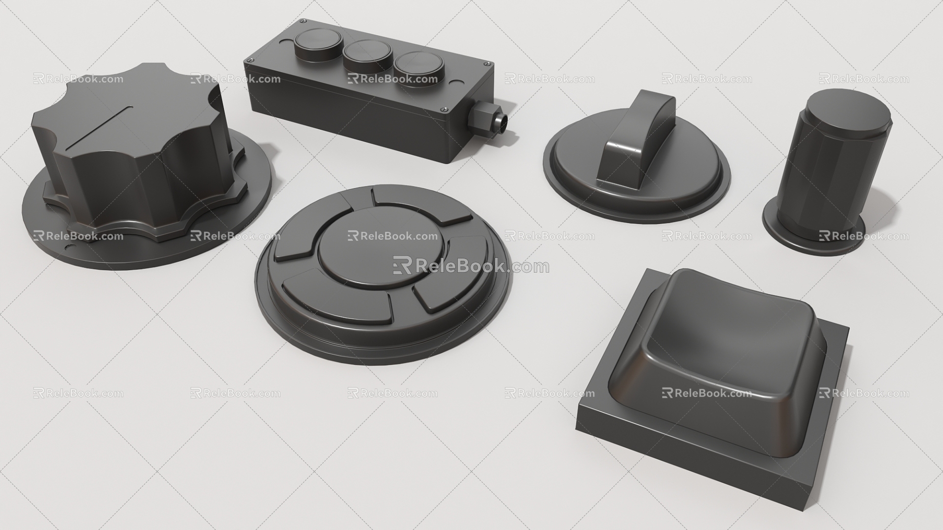 button cylinder hard surface machinery high tech industrial parts 3d model