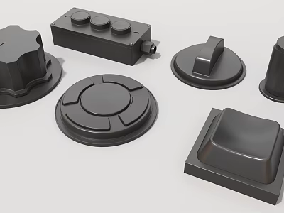 Black Industrial Equipment Components For Mechanical Control Systems And Machinery 3d model