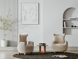 Modern leisure sofa combination single chair side combination 3d model