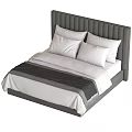 Modern Double Bed Interior Design With Gray Headboard White Linens And Soft Pillows 3d model