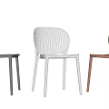 Modern Dining Chairs With Perforated Backrest In Green White And Orange Colors