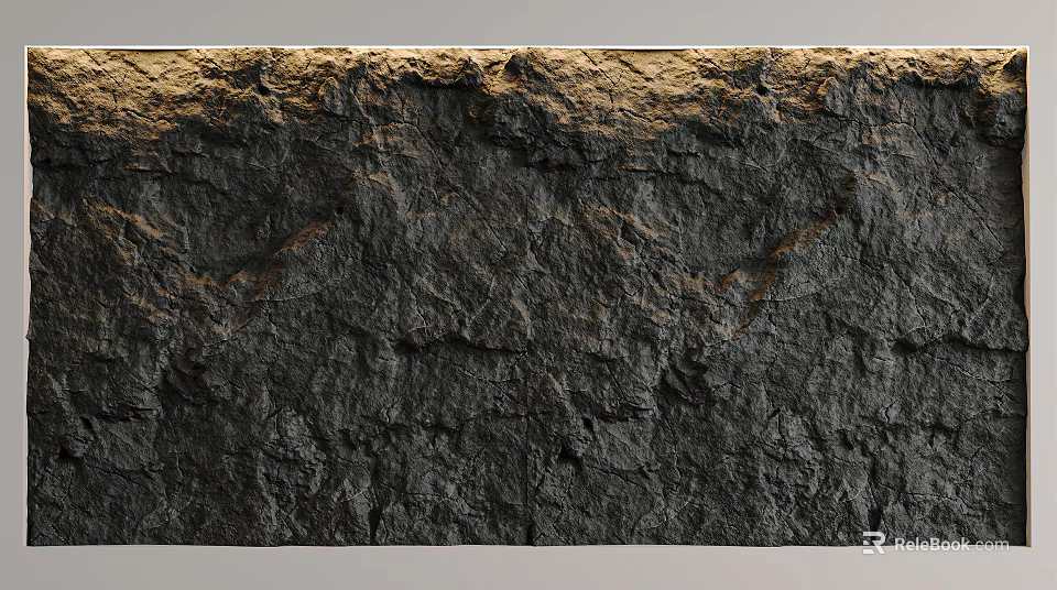 Rough Stone Background Wall With Natural Textured Surface And Dark Gray Finish 3d model 